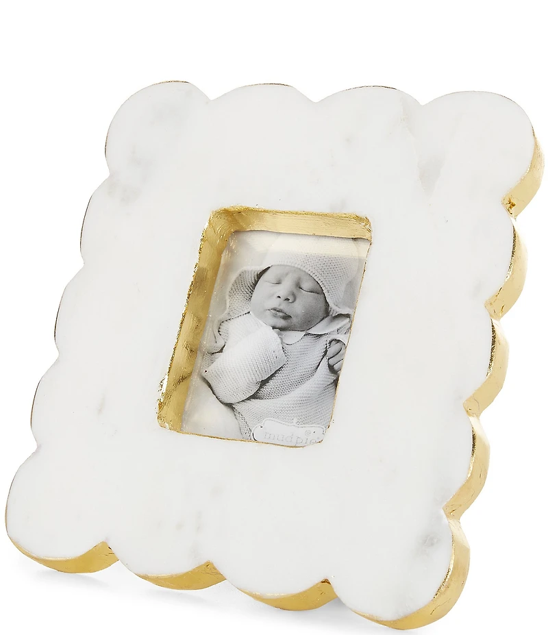 Mud Pie Everyday Entertaining Rectangle Scalloped Marble Picture Frame