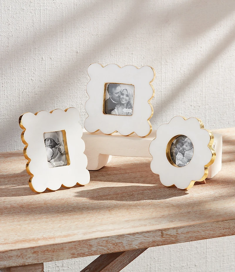 Mud Pie Everyday Entertaining Scalloped Marble Square Picture Frame