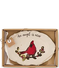 Mud Pie Farmhouse Christmas Cardinal Sentiment An Angel Platter