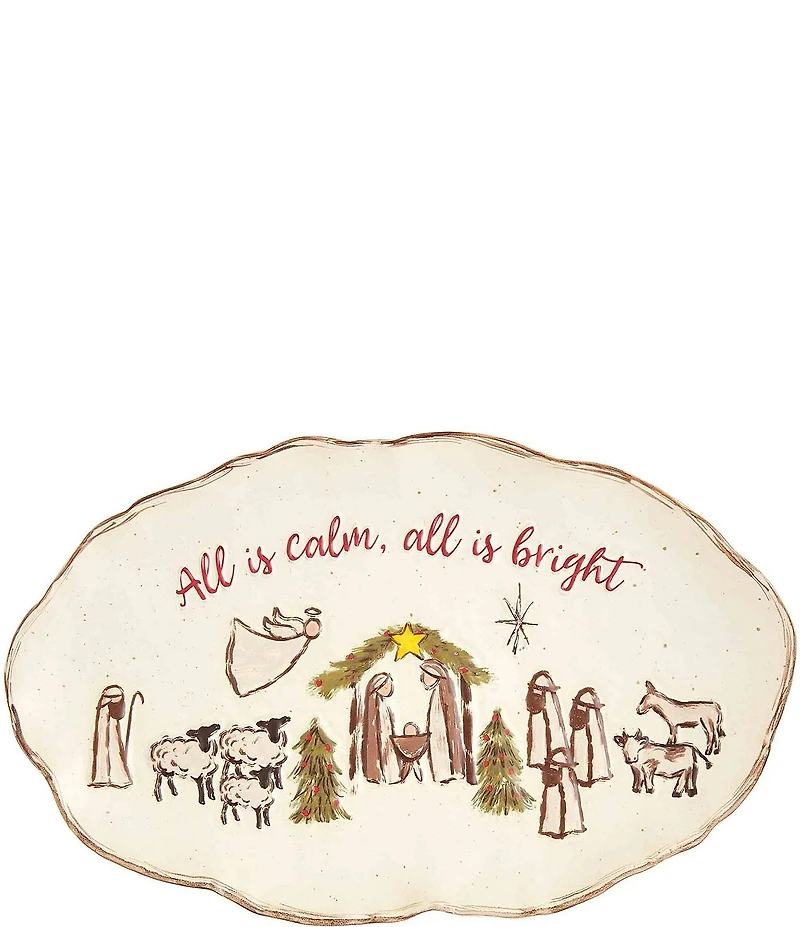 Mud Pie Farmhouse Christmas Nativity Scene Platter
