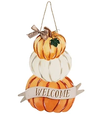 Mud Pie Festive Fall Collection Welcome Pumpkin Stack Door Hanger