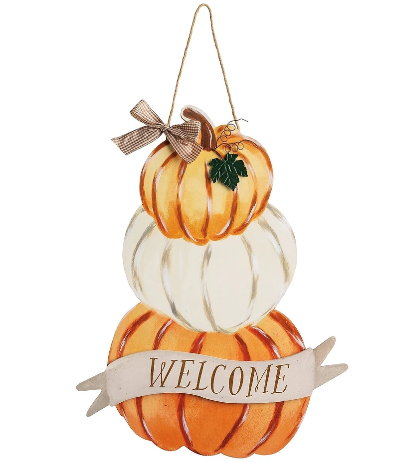 Mud Pie Festive Fall Collection Welcome Pumpkin Stack Door Hanger
