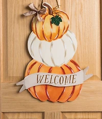 Mud Pie Festive Fall Collection Welcome Pumpkin Stack Door Hanger