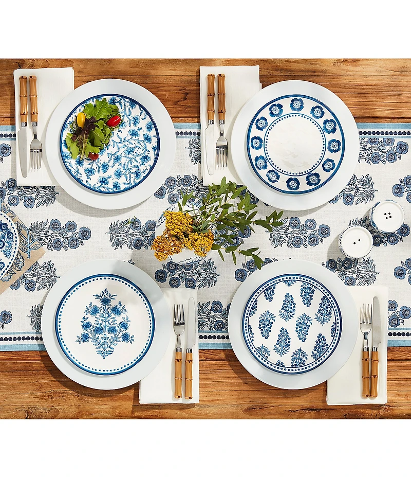 Mud Pie Flower Stem Print Salad Plate