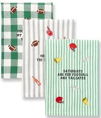 Mud Pie Football Game Day Icon Patch Kitchen Towels, Set of 3
