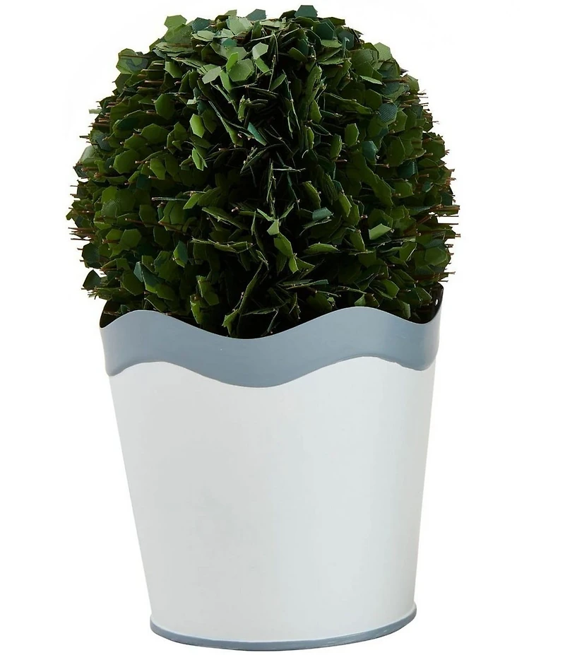 Mud Pie Garden Collection Scalloped Boxwood Topiary Pot