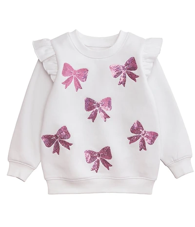 Mud Pie Girls Long Sleeve Sequin Bow Sweatshirt