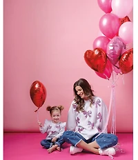 Mud Pie Girls Long Sleeve Sequin Bow Sweatshirt