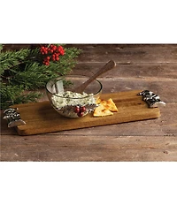 Mud Pie Good Tidings Collection Holly Tidbit Bowl with Spreader
