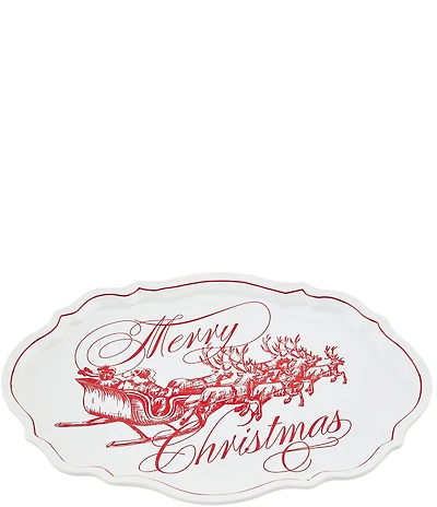 Mud Pie Good Tidings Merry Christmas Oval Platter