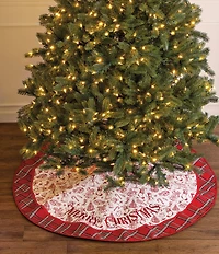 Mud Pie Good Tidings Merry Christmas Toile Print Tree Skirt