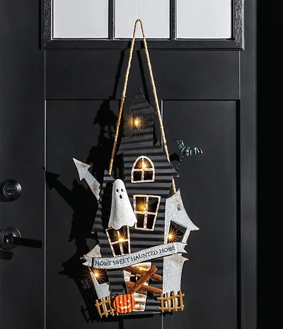 Mud Pie Halloween Collection Haunted House LED Light-Up Door Hanger