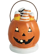 Mud Pie Halloween Collection Pumpkin Basket Light-up Sitter
