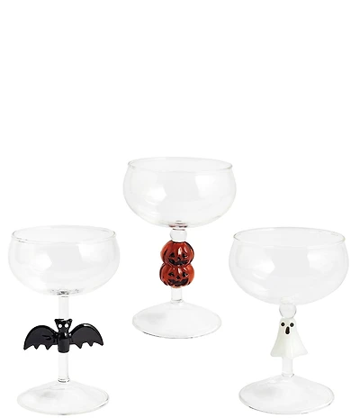 Mud Pie Halloween Coupe Glasses, Set of 3