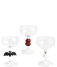 Mud Pie Halloween Novelty Coupe Glasses, Set of 3