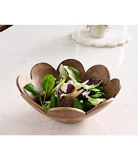 Mud Pie Happy Everything Wood Scallop Bowl & Spoon Set
