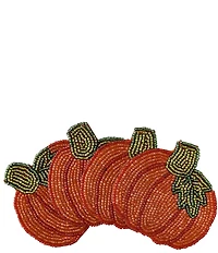 Mud Pie Harvest Collection Beaded Pumpkin Coasters, Set of 4