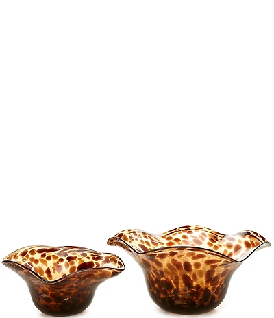 Mud Pie Heritage Home Collection Ruffle Tortoise Glass Bowl Set