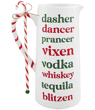 Mud Pie Holiday Bar Christmas Pitcher Set