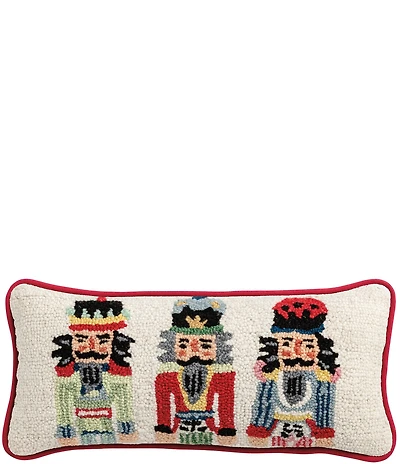 Mud Pie Holiday Collection Nutcracker Hooked Wool Lumbar Pillow