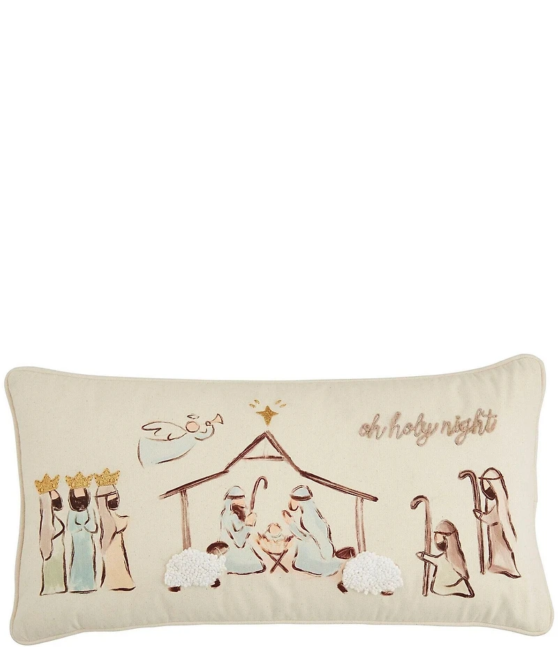 Mud Pie Holiday Collection Oh Holy Night Nativity Decorative Pillow