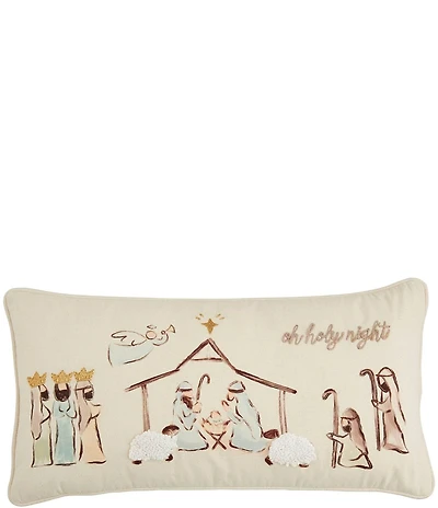 Mud Pie Holiday Collection Oh Holy Night Nativity Decorative Pillow