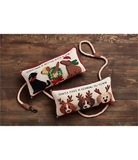Mud Pie Holiday Collection Santa Paws Hooked Pillow