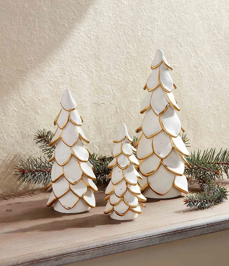 Mud Pie Holiday Collection Speckled Gold Ceramic Tabletop Decorative Tree