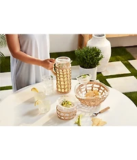 Mud Pie In The Garden Acrylic Woven Pitcher & Glass Set