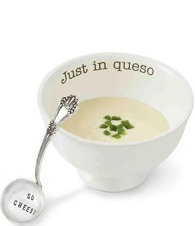 Mud Pie Just In Queso Ceramic & Silver 2-Piece Dip Set
