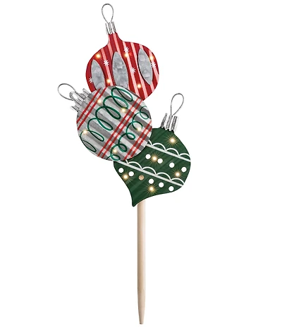 Mud Pie LED Lighted Holiday Ornament Wooden Yard Stake Decor