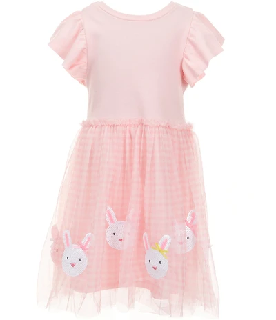 Mud Pie Little Girls Crewneck Flutter Sleeve Easter Sequin Tutu Dress