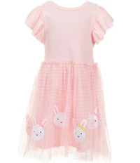 Mud Pie Little Girls Crewneck Flutter Sleeve Easter Sequin Tutu Dress