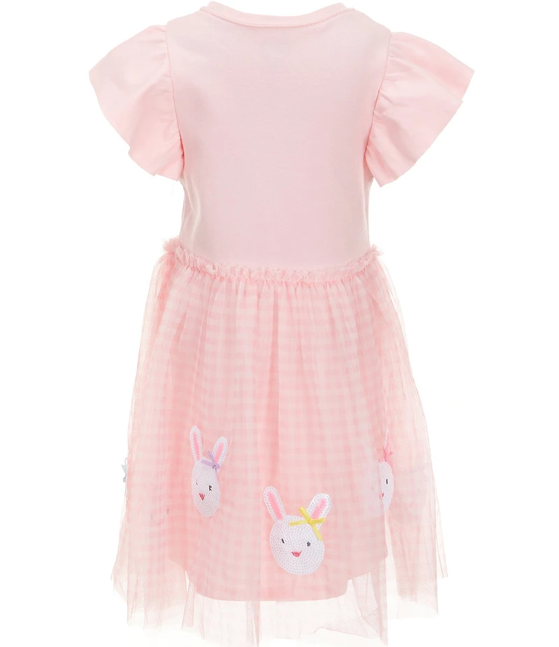 Mud Pie Little Girls Crewneck Flutter Sleeve Easter Sequin Tutu Dress