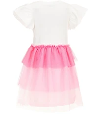 Mud Pie Little Girls Flutter Short Sleeve Sequin Boot Tutu Dress
