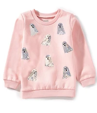 Mud Pie Little Girls Long Sleeve Sequin-Embellished Halloween Ghost Sweatshirt