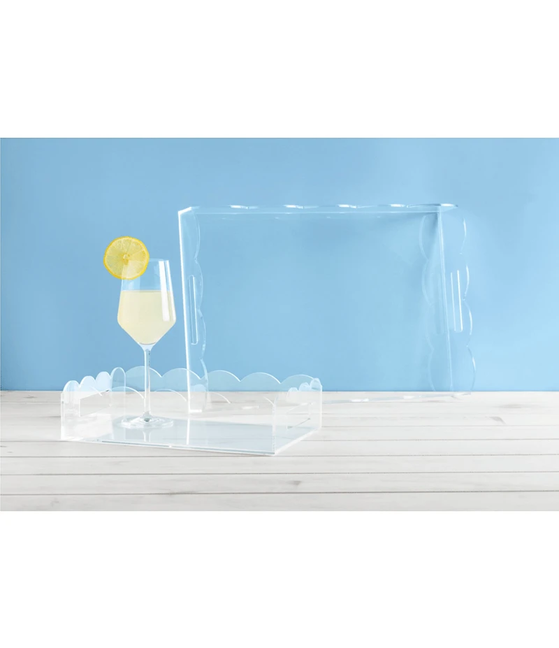 Mud Pie Lucite Scalloped Tray, Set of 2