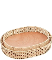 Mud Pie Nested Woven Cane Tray Set