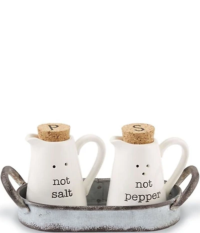Mud Pie Not Salt & Pepper Caddy Set