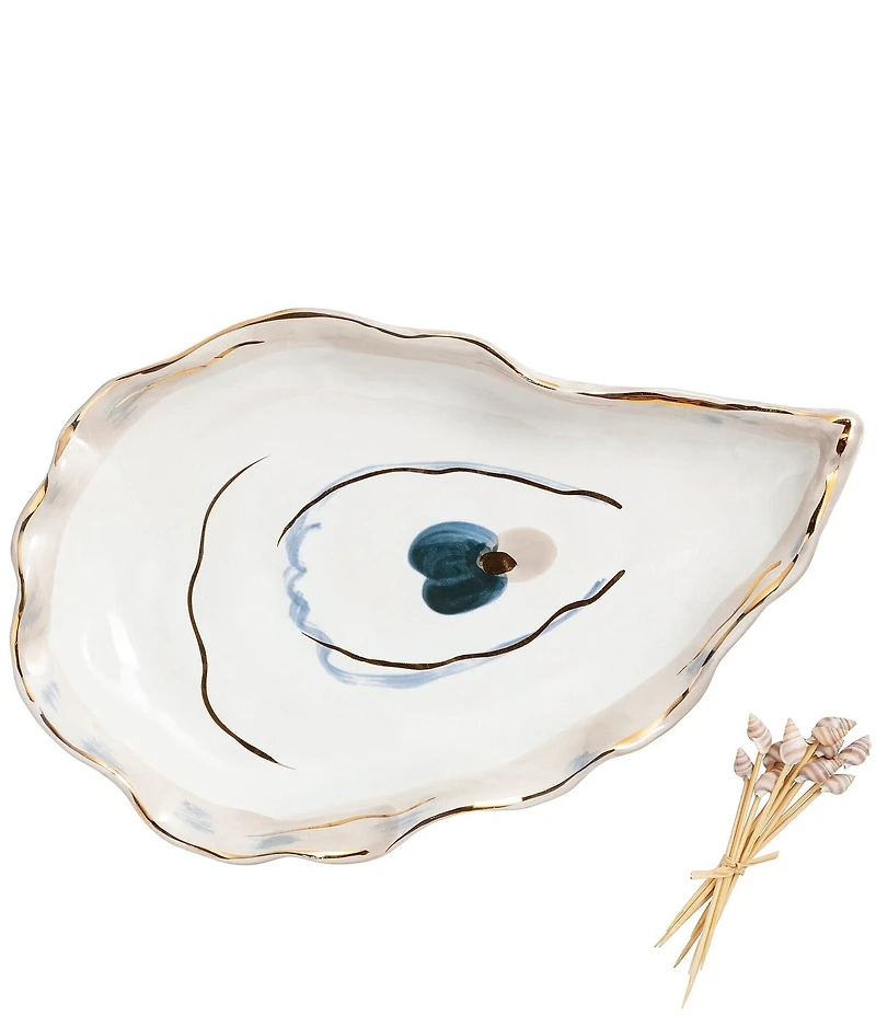 Mud Pie On The Half Shell Collection Small Platter & Pick Set