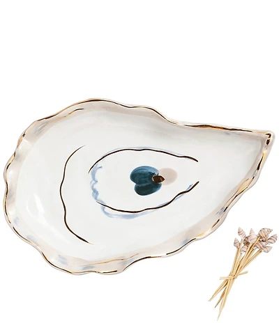 Mud Pie On The Half Shell Collection Small Platter & Pick Set