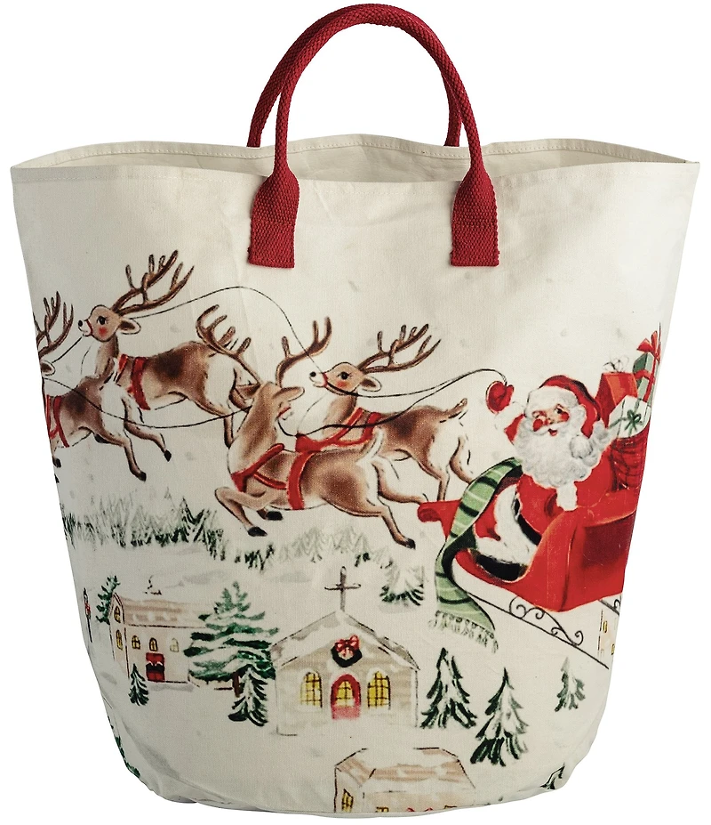 Mud Pie Oversized Santa Landscape Gift Tote Bag