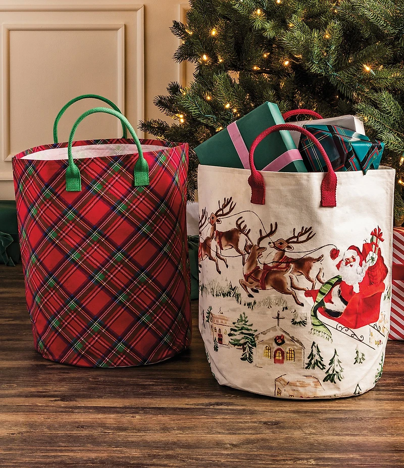 Mud Pie Oversized Tartan Plaid Gift Tote Bag