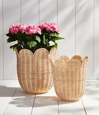 Mud Pie Scallop Rattan Basket, Set of 2
