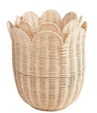 Mud Pie Scallop Rattan Basket, Set of 2