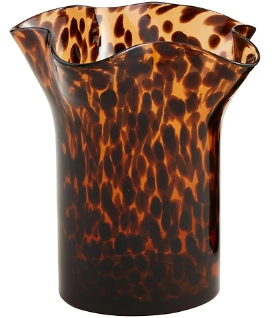 Mud Pie Tortoise Ruffle Rim Glass Vase