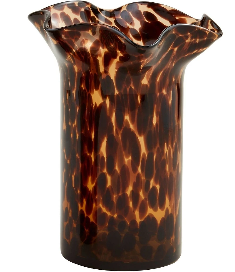 Mud Pie Tortoise Ruffle Rim Glass Vase