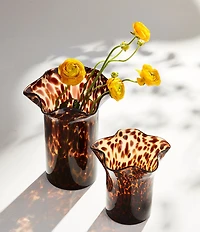Mud Pie Tortoise Ruffle Rim Glass Vase