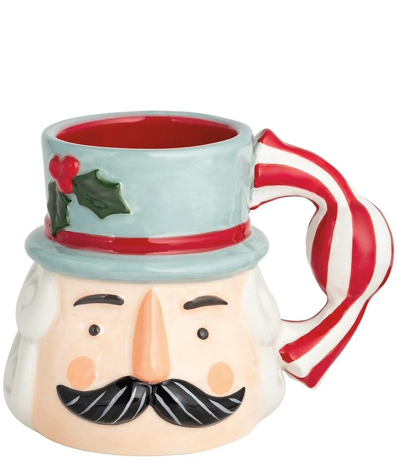 Mud Pie Twas The Night Collection Blue Hat Nutcracker Mug with Candy Handle