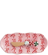 Mud Pie Twas The Night Collection Bow Xmas Everything Platter